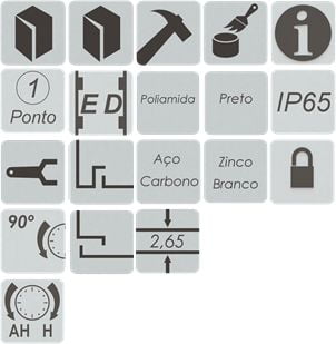 Maçaneta Embutida Poliamida Lingueta Acionamento Chaves 02x19,6 Módulo de travamento por Lingueta Regulável - Imagem 5
