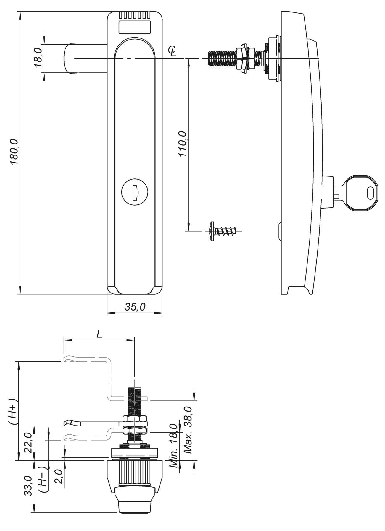 Maçaneta Embutida Poliamida Lingueta Acion Yale 01x19,6 Módulo de travamento por Lingueta Regulável - Imagem 3