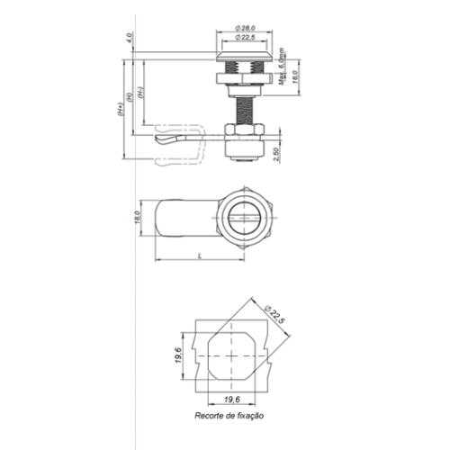 Fecho Lingueta Regulável Frontal Redondo Inox Chaves - Imagem 6